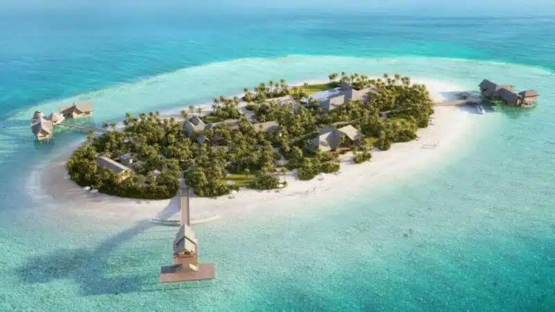 Edler Rückzugsort – die Privatinsel des Waldorf Astoria Maldives Ithaafushi ist ausschließlich exklusiv buchbar. Bild: Waldorf Astoria Hotels & Resorts